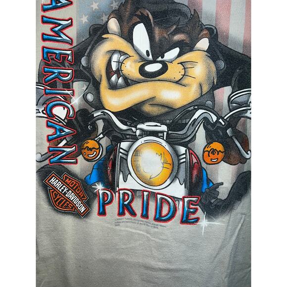 Vintage Harley Davidson Taz Looney Tunes Shirt Chandler Arizona Brown Tee Medium - Picture 5 of 12